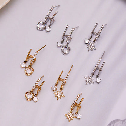 316L Stainless Steel Pave Zirconia Charm Huggies - Image 3