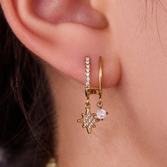 316L Stainless Steel Pave Zirconia Charm Huggies - Image 5