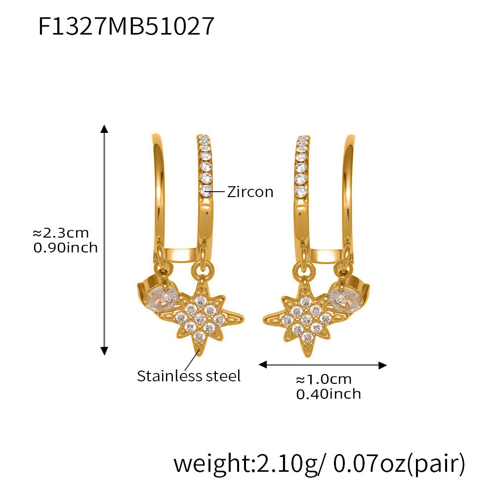 316L Stainless Steel Pave Zirconia Charm Huggies - Image 7