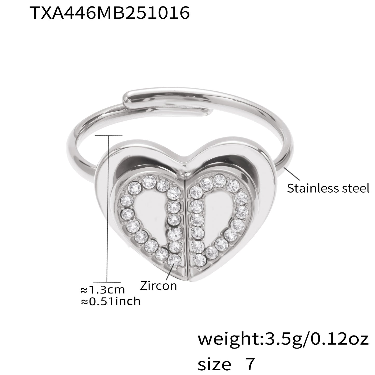 316L Stainless Steel Pave Zirconia Double Heart Jewelry - Image 10