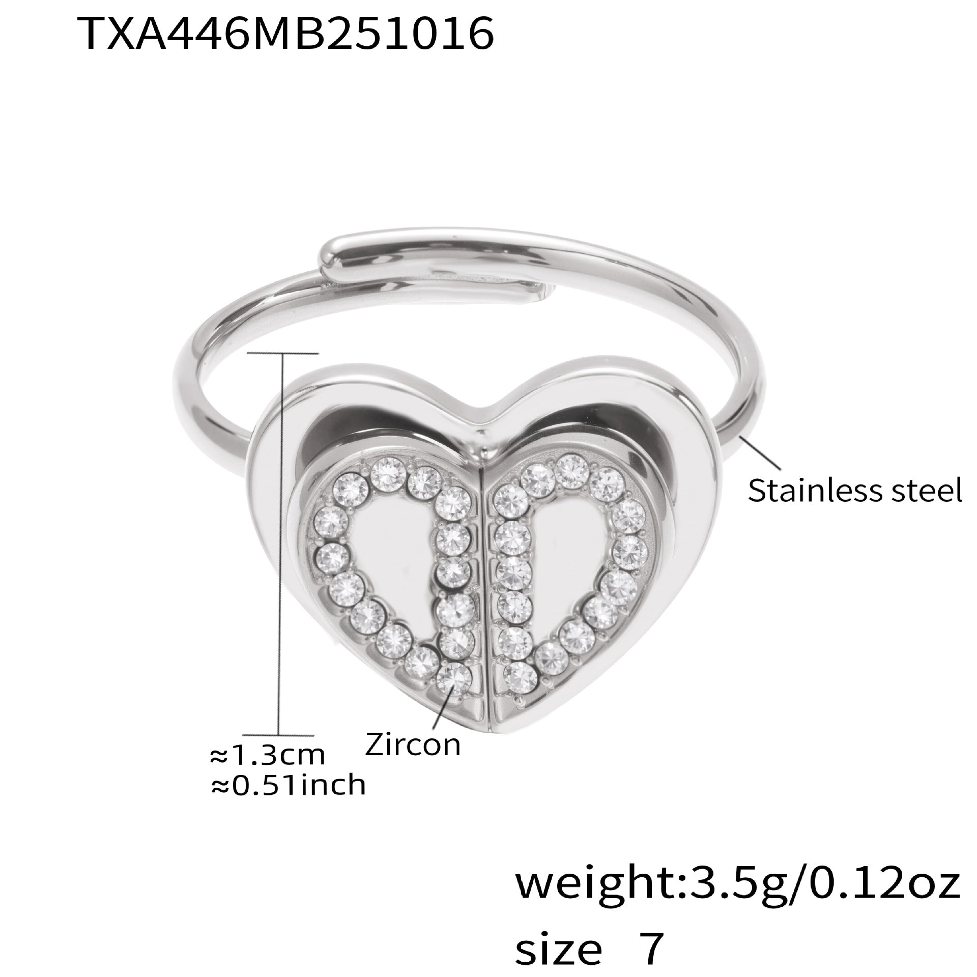 316L Stainless Steel Pave Zirconia Double Heart Jewelry - Image 10