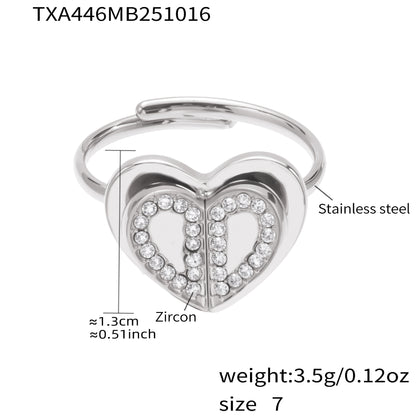 316L Stainless Steel Pave Zirconia Double Heart Jewelry - Image 10