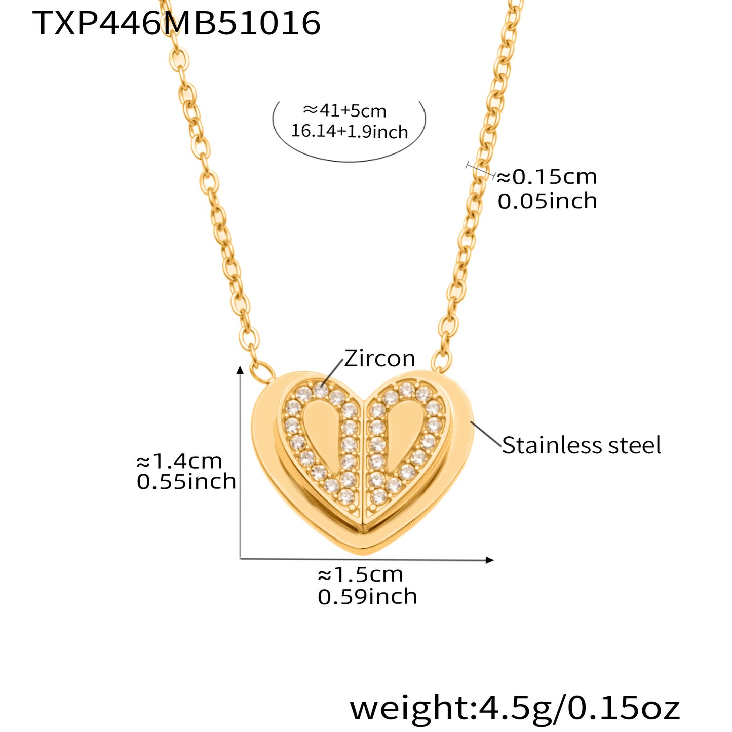 316L Stainless Steel Pave Zirconia Double Heart Jewelry - Image 5