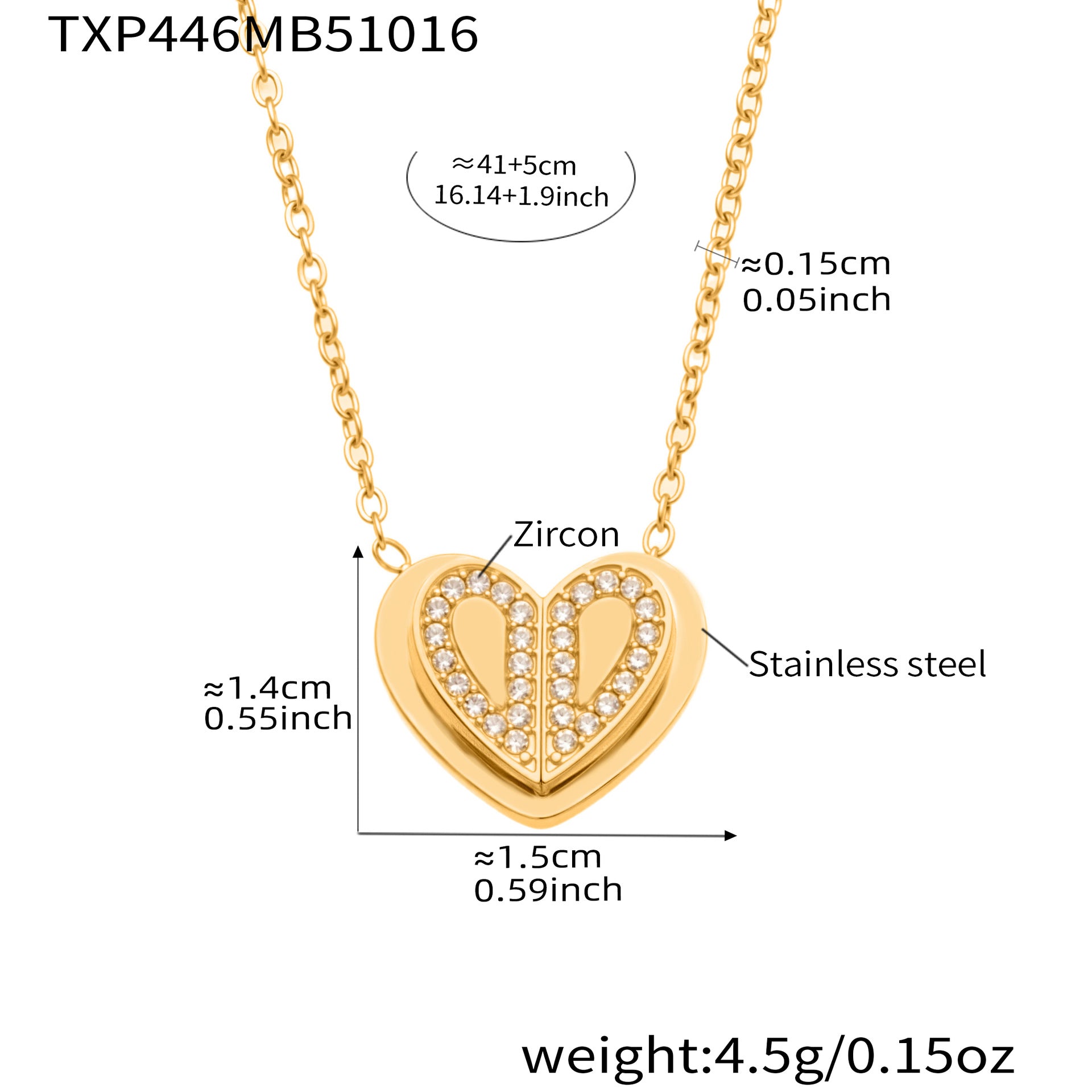 316L Stainless Steel Pave Zirconia Double Heart Jewelry - Image 5
