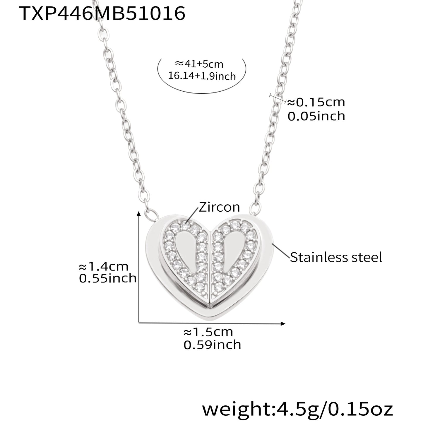 316L Stainless Steel Pave Zirconia Double Heart Jewelry - Image 6