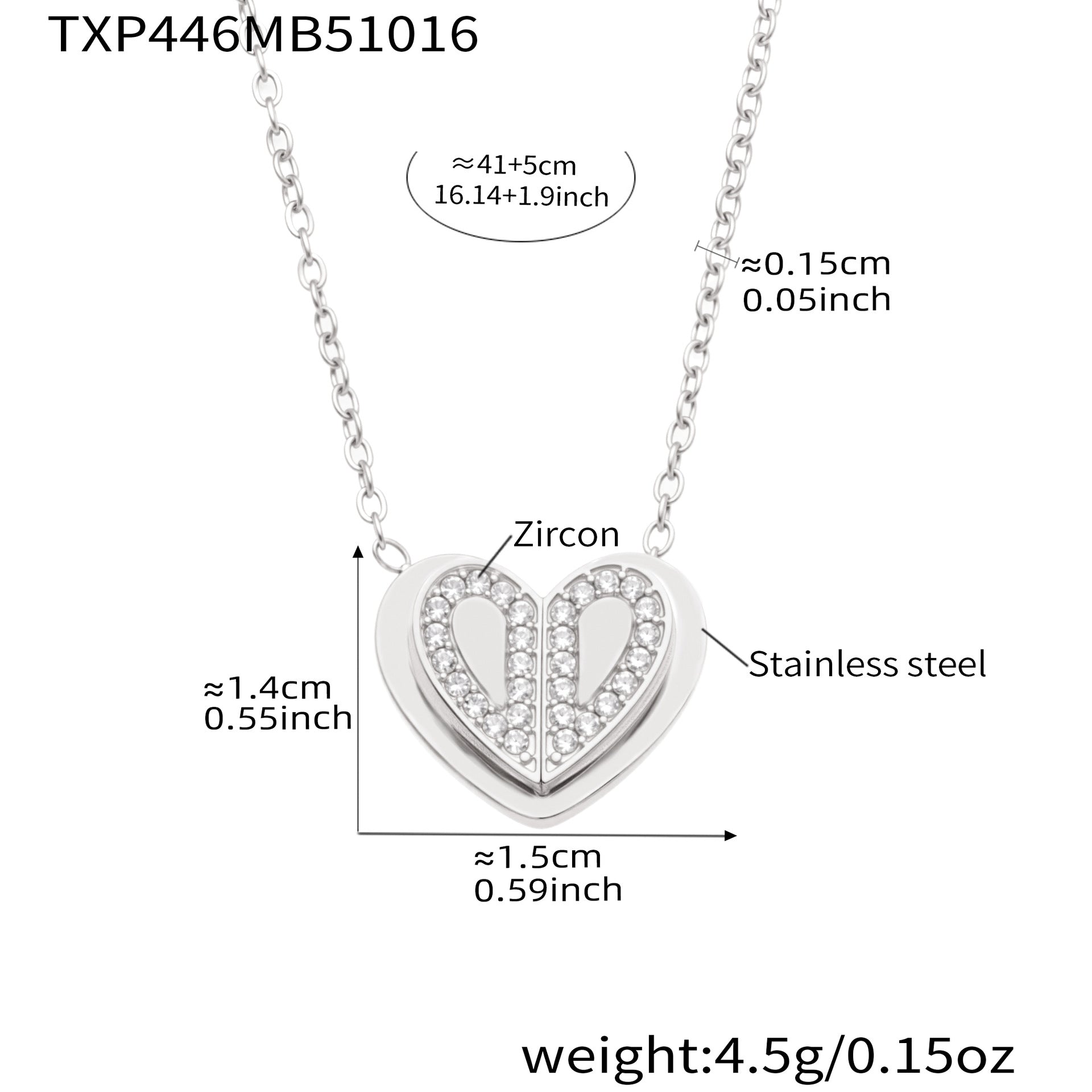 316L Stainless Steel Pave Zirconia Double Heart Jewelry - Image 6