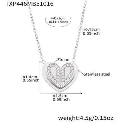 316L Stainless Steel Pave Zirconia Double Heart Jewelry - Image 6