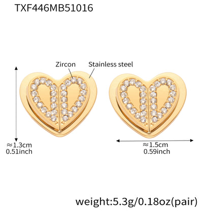 316L Stainless Steel Pave Zirconia Double Heart Jewelry - Image 7