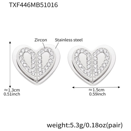 316L Stainless Steel Pave Zirconia Double Heart Jewelry - Image 8