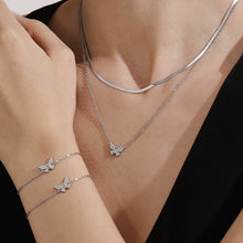 316L Stainless Steel Paved Butterfly Zircon Necklace and Bracelet Set - Image 4