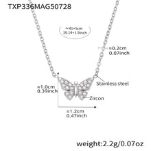 316L Stainless Steel Paved Butterfly Zircon Necklace and Bracelet Set - Image 7