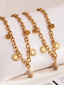 316L Stainless Steel Paved Zircon Bell Charm Bracelet and Necklace - Image 5