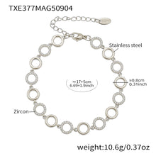 316L Stainless Steel Paved Zircon Circle Bracelet & Necklace Set - Image 12