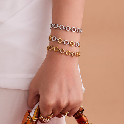 316L Stainless Steel Paved Zircon Circle Bracelet & Necklace Set - Image 3