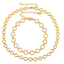 316L Stainless Steel Paved Zircon Circle Bracelet & Necklace Set - Image 4