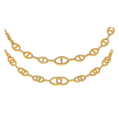 316L Stainless Steel Paved Zirconia Geometric Link Bracelet - Image 5