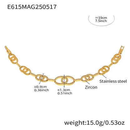 316L Stainless Steel Paved Zirconia Geometric Link Bracelet - Image 8