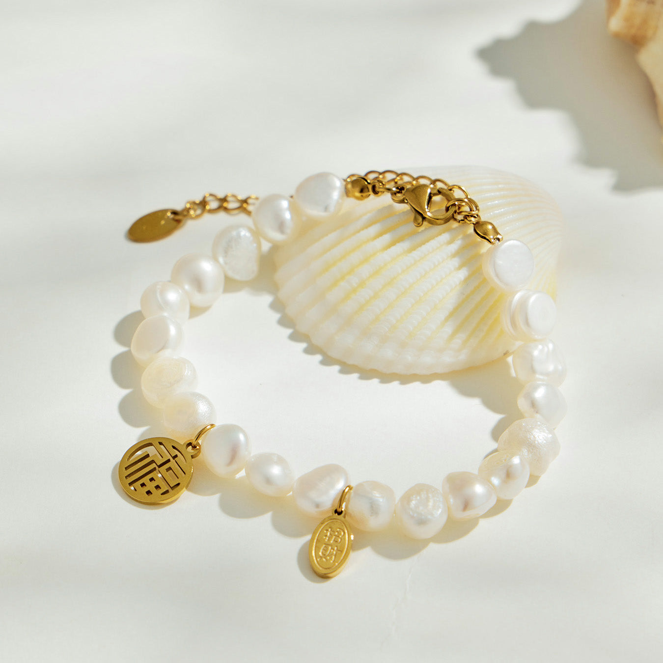 316L Stainless Steel 18K PVD Gold Pearl Bracelet made with 316L stainless steel and 18K PVD gold finish for wholesale jewelry buyers - image 11