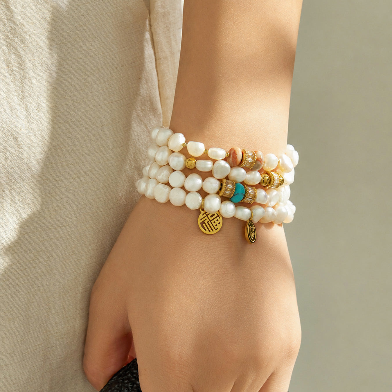 316L Stainless Steel 18K PVD Gold Pearl Bracelet made with 316L stainless steel and 18K PVD gold finish for wholesale jewelry buyers - image 14