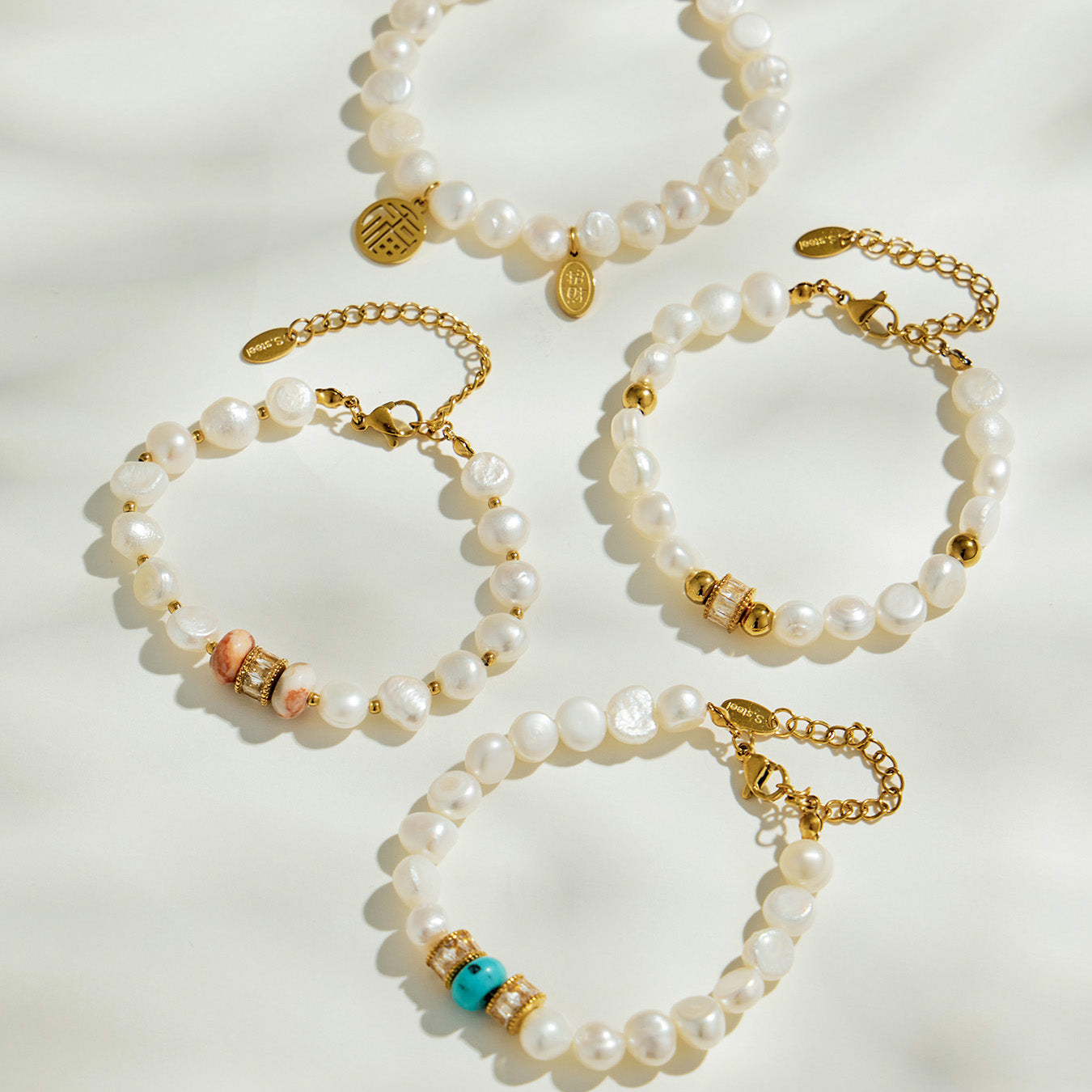 316L Stainless Steel 18K PVD Gold Pearl Bracelet made with 316L stainless steel and 18K PVD gold finish for wholesale jewelry buyers - image 7