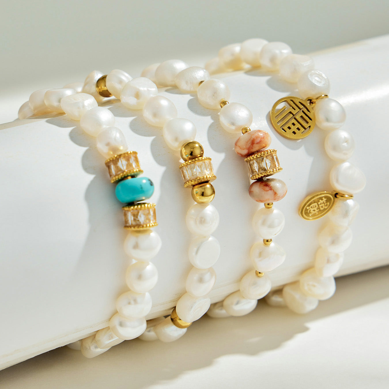 316L Stainless Steel 18K PVD Gold Pearl Bracelet made with 316L stainless steel and 18K PVD gold finish for wholesale jewelry buyers - image 9