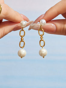 316L Stainless Steel 18K PVD Gold Pearl Earrings and Necklace Set made with 316L stainless steel and 18K PVD gold finish for wholesale jewelry buyers - image 12