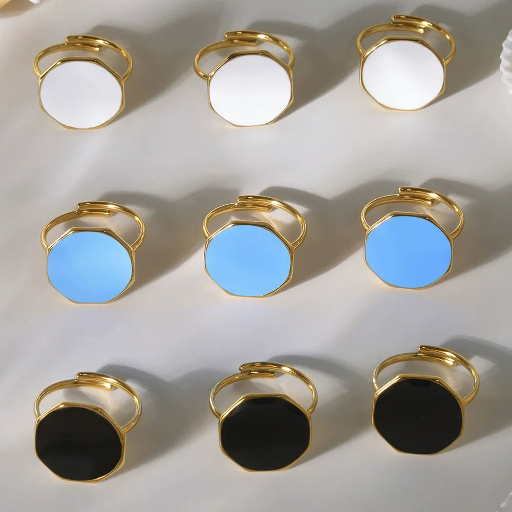 316L Stainless Steel Personalized Classic Enamel Open Ring - Image 2