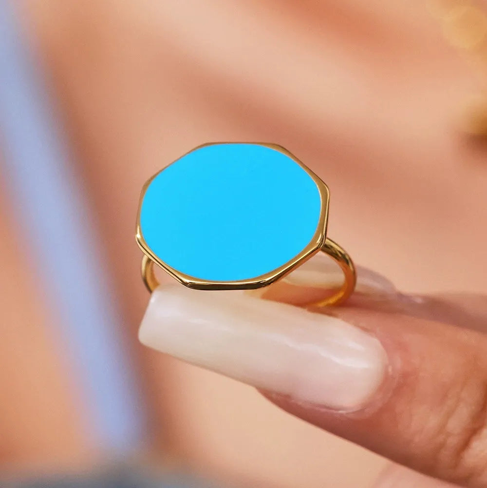 316L Stainless Steel Personalized Classic Enamel Open Ring - Image 4