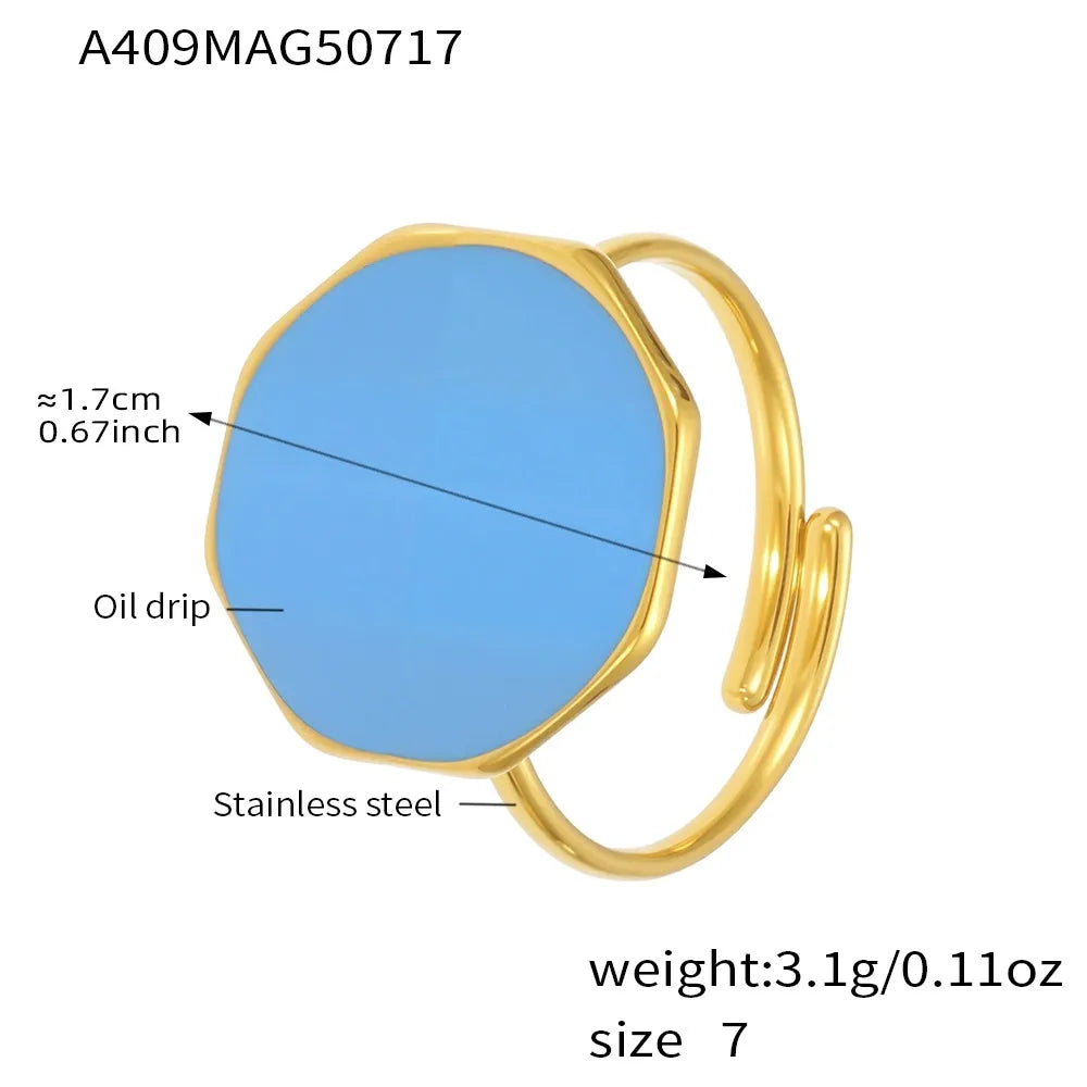 316L Stainless Steel Personalized Classic Enamel Open Ring - Image 6