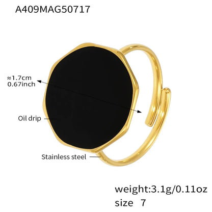 316L Stainless Steel Personalized Classic Enamel Open Ring - Image 7