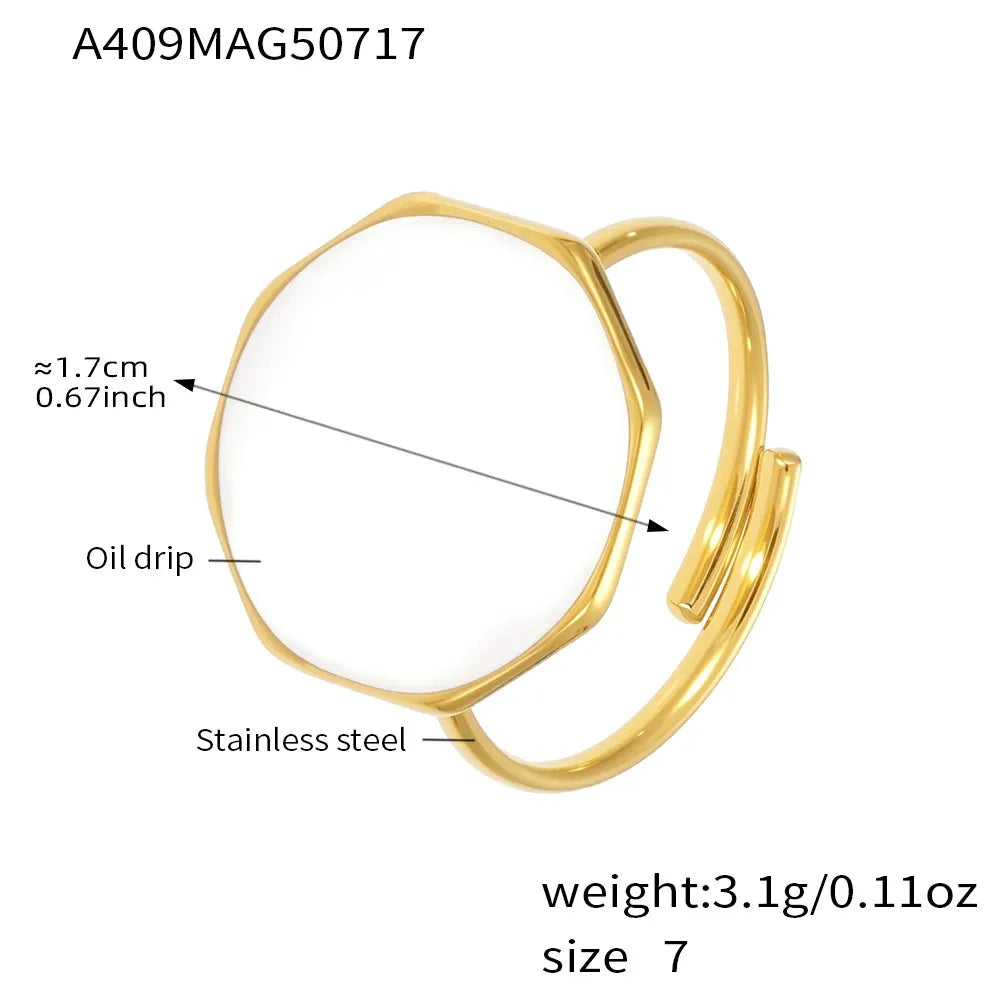 316L Stainless Steel Personalized Classic Enamel Open Ring - Image 8