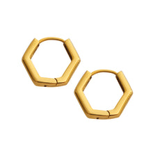 316L Stainless Steel Petite Hexagonal Huggie Earrings - Image 3