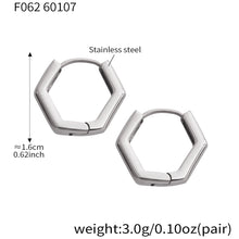 316L Stainless Steel Petite Hexagonal Huggie Earrings - Image 4