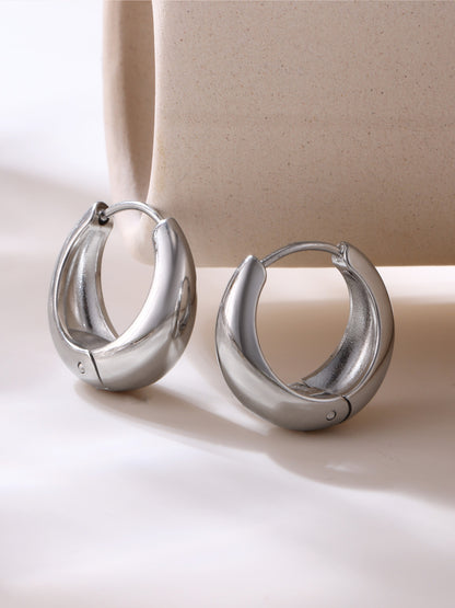 316L Stainless Steel Petite High-Polish Two-Tone Huggie Hoop Earrings - Image 10