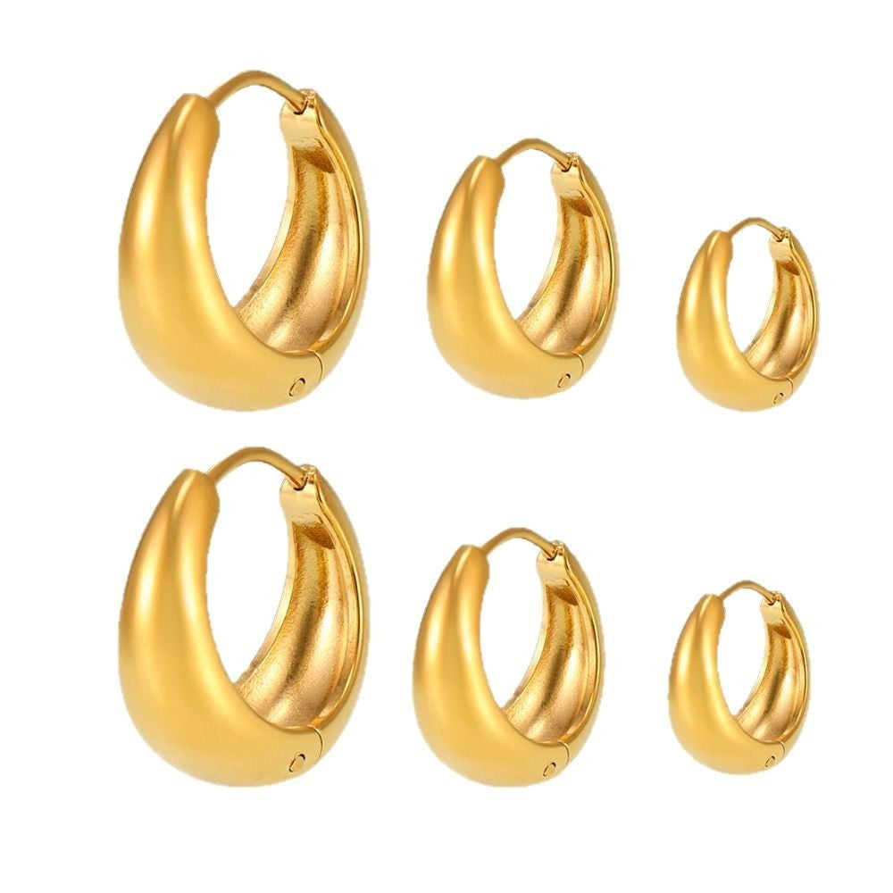 316L Stainless Steel Petite High-Polish Two-Tone Huggie Hoop Earrings - Image 12