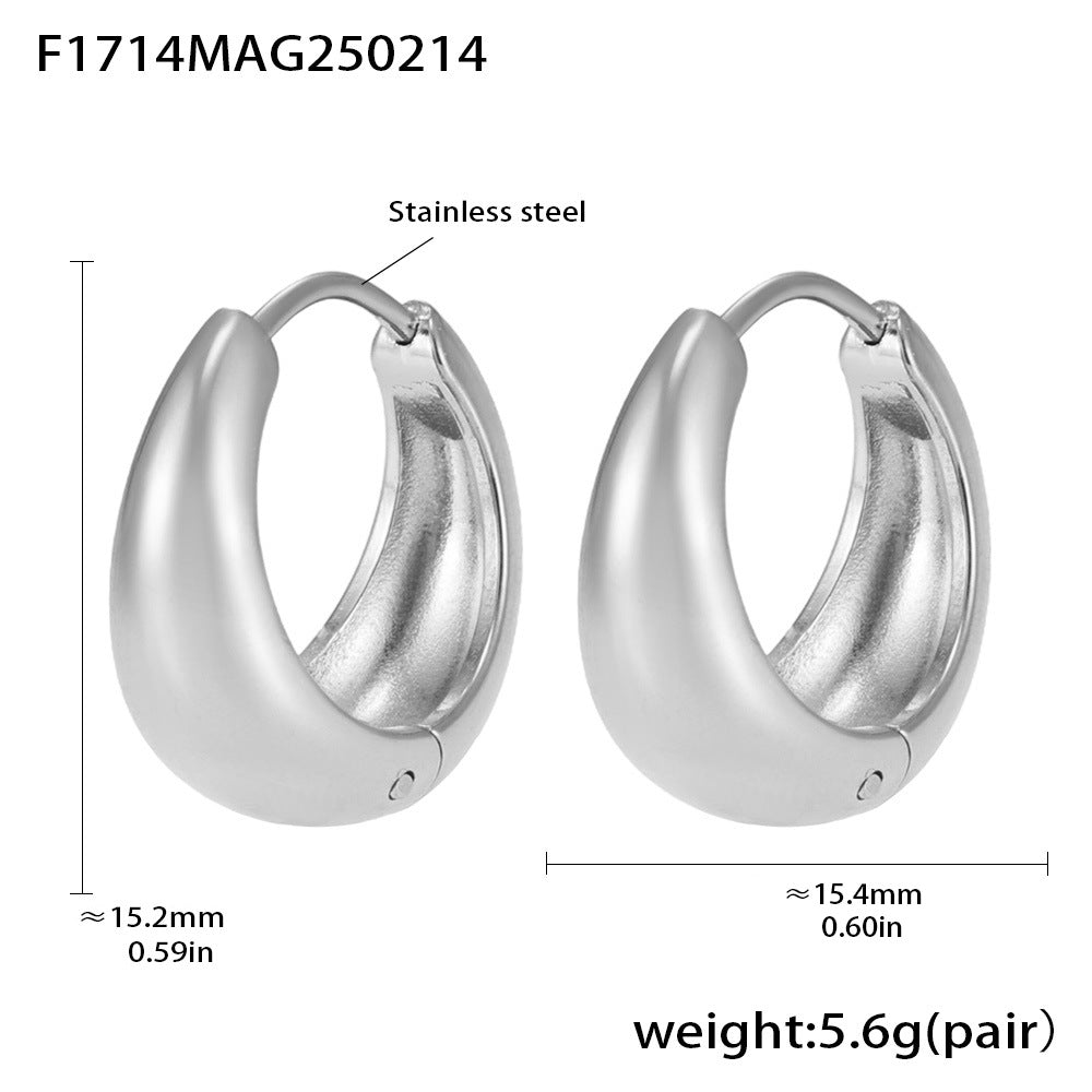 316L Stainless Steel Petite High-Polish Two-Tone Huggie Hoop Earrings - Image 15
