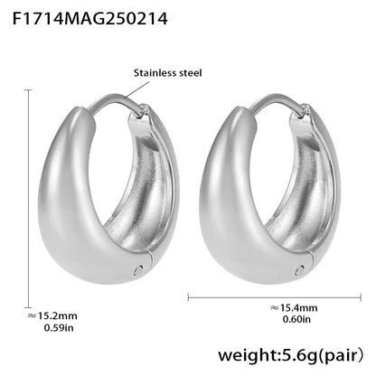 316L Stainless Steel Petite High-Polish Two-Tone Huggie Hoop Earrings - Image 15