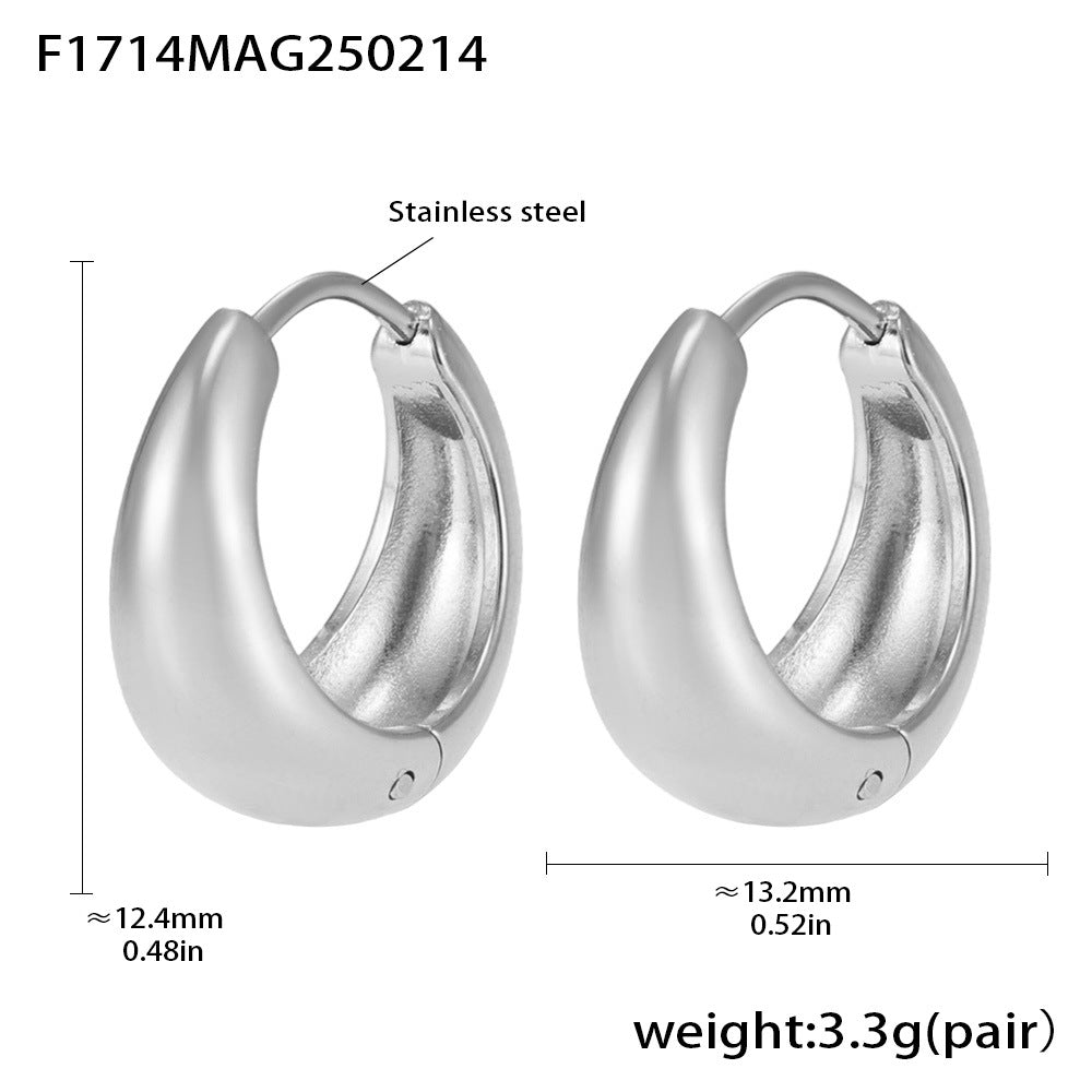 316L Stainless Steel Petite High-Polish Two-Tone Huggie Hoop Earrings - Image 4