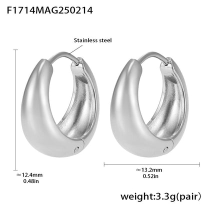 316L Stainless Steel Petite High-Polish Two-Tone Huggie Hoop Earrings - Image 4