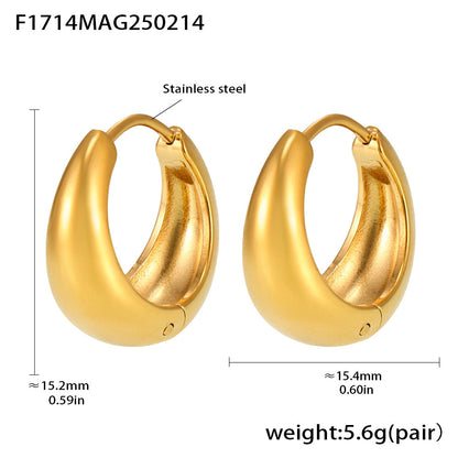 316L Stainless Steel Petite High-Polish Two-Tone Huggie Hoop Earrings - Image 7