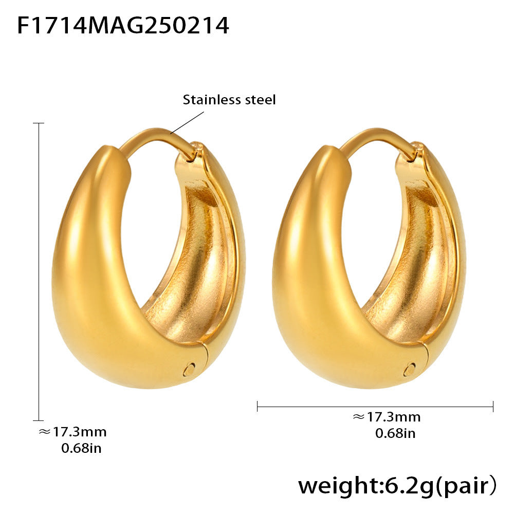 316L stainless steel Mixed Metal Two-Tone Teardrop Huggie Hoop Earrings side detail view for wholesale earrings buyers