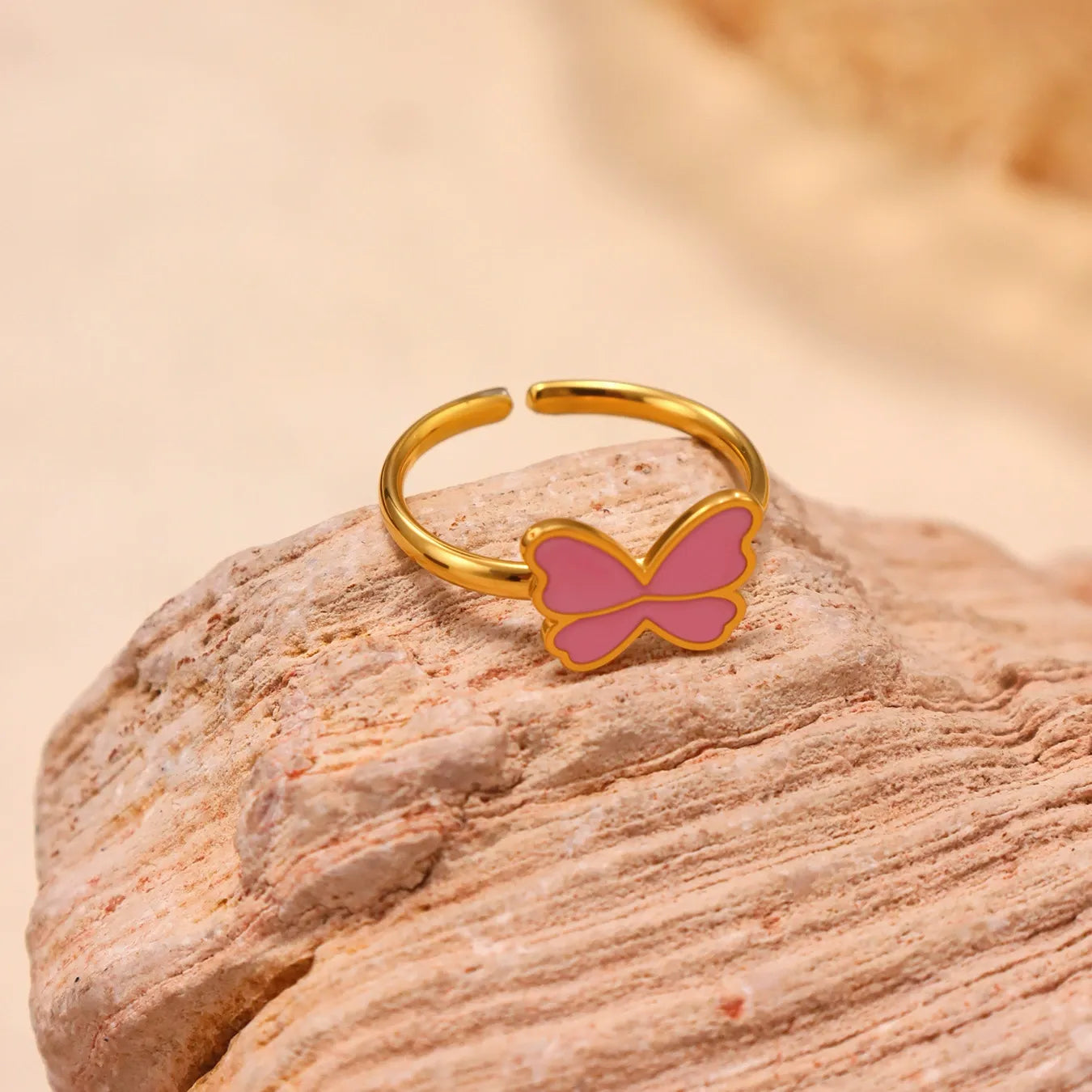 316L Stainless Steel Pink Enamel Butterfly Jewelry - Image 2