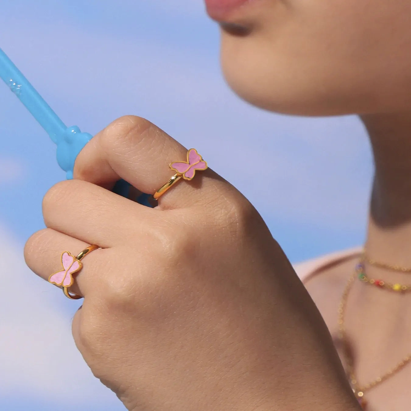 316L Stainless Steel Pink Enamel Butterfly Jewelry - Image 3