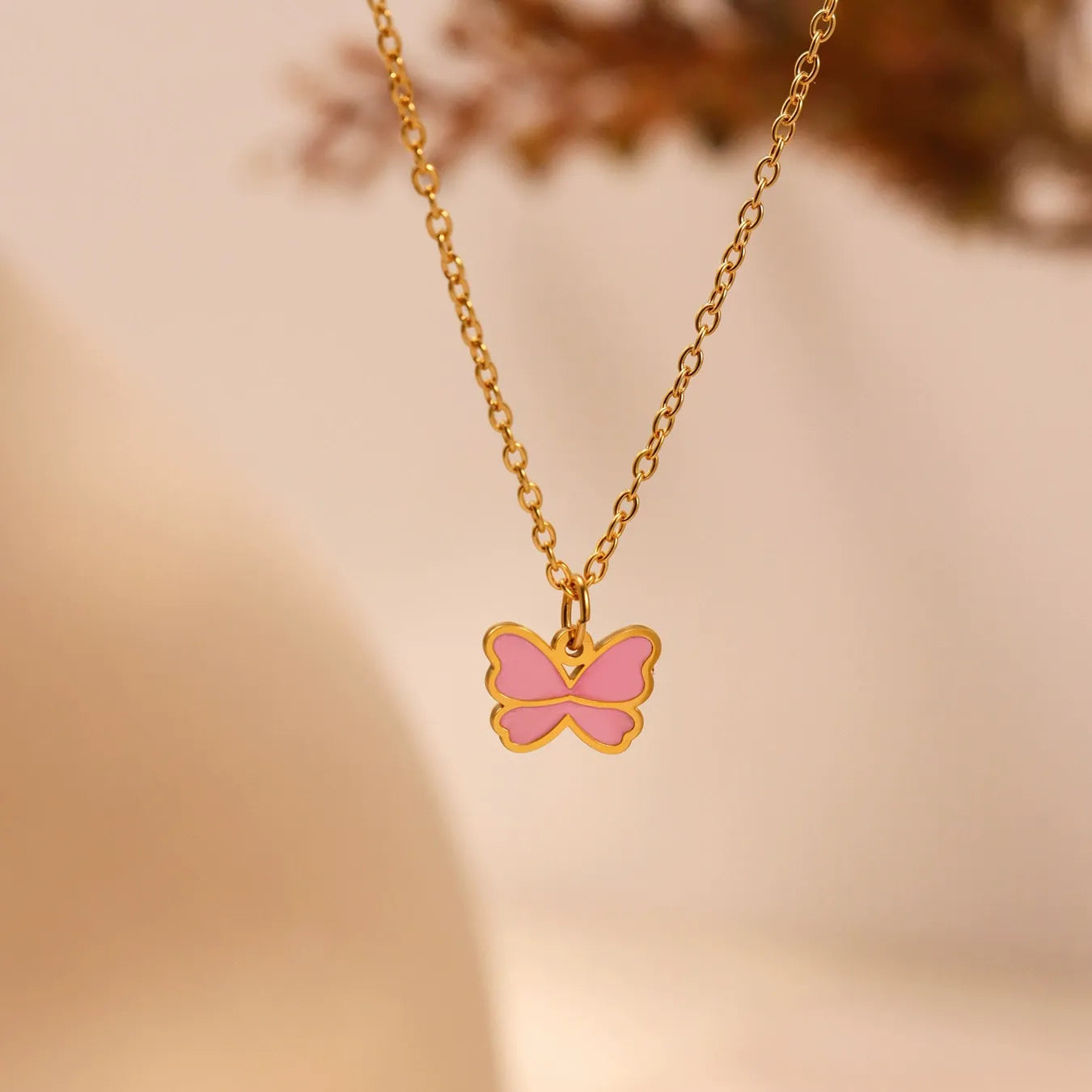 316L Stainless Steel Pink Enamel Butterfly Jewelry - Image 4