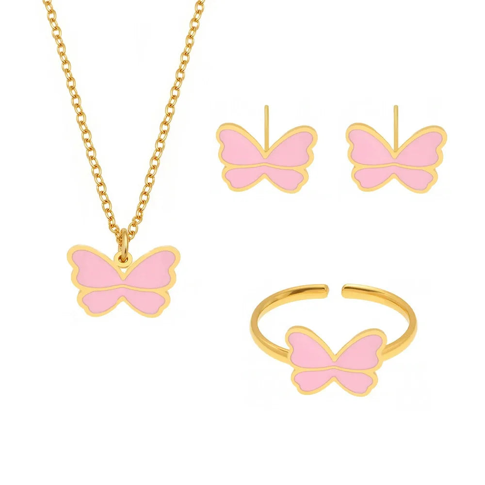 316L Stainless Steel Pink Enamel Butterfly Jewelry - Image 5