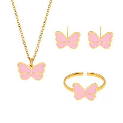 316L Stainless Steel Pink Enamel Butterfly Jewelry - Image 5