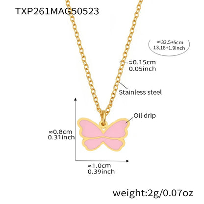 316L Stainless Steel Pink Enamel Butterfly Jewelry - Image 6