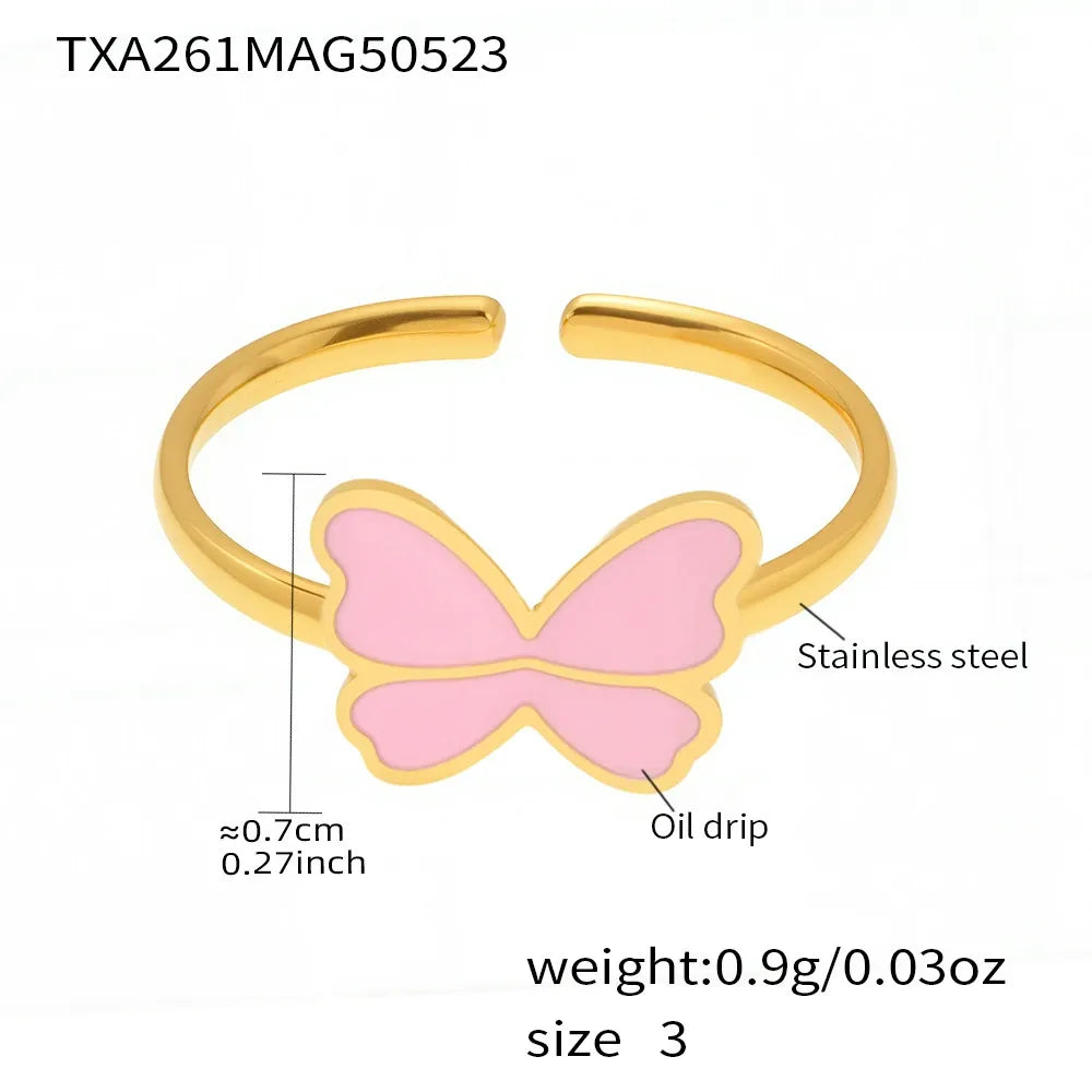 316L Stainless Steel Pink Enamel Butterfly Jewelry - Image 7