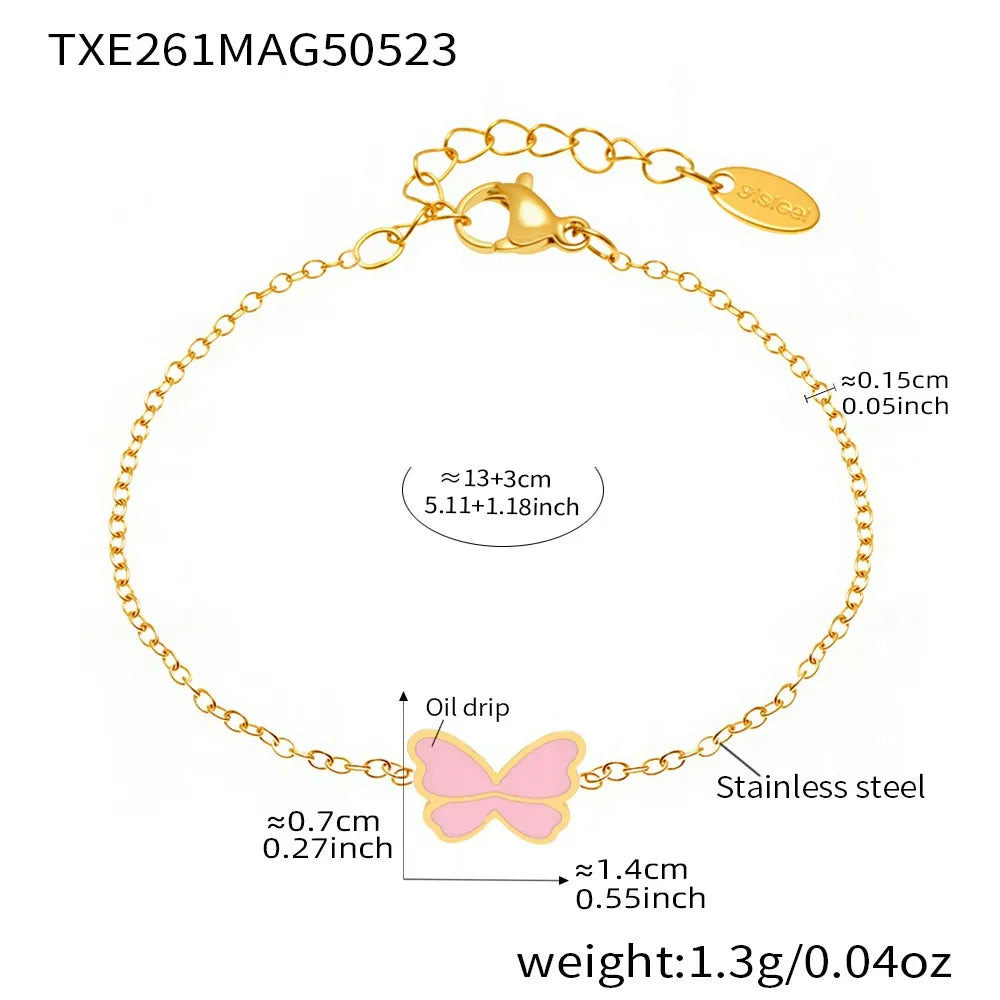 316L Stainless Steel Pink Enamel Butterfly Jewelry - Image 8