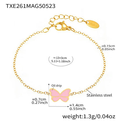 316L Stainless Steel Pink Enamel Butterfly Jewelry - Image 8